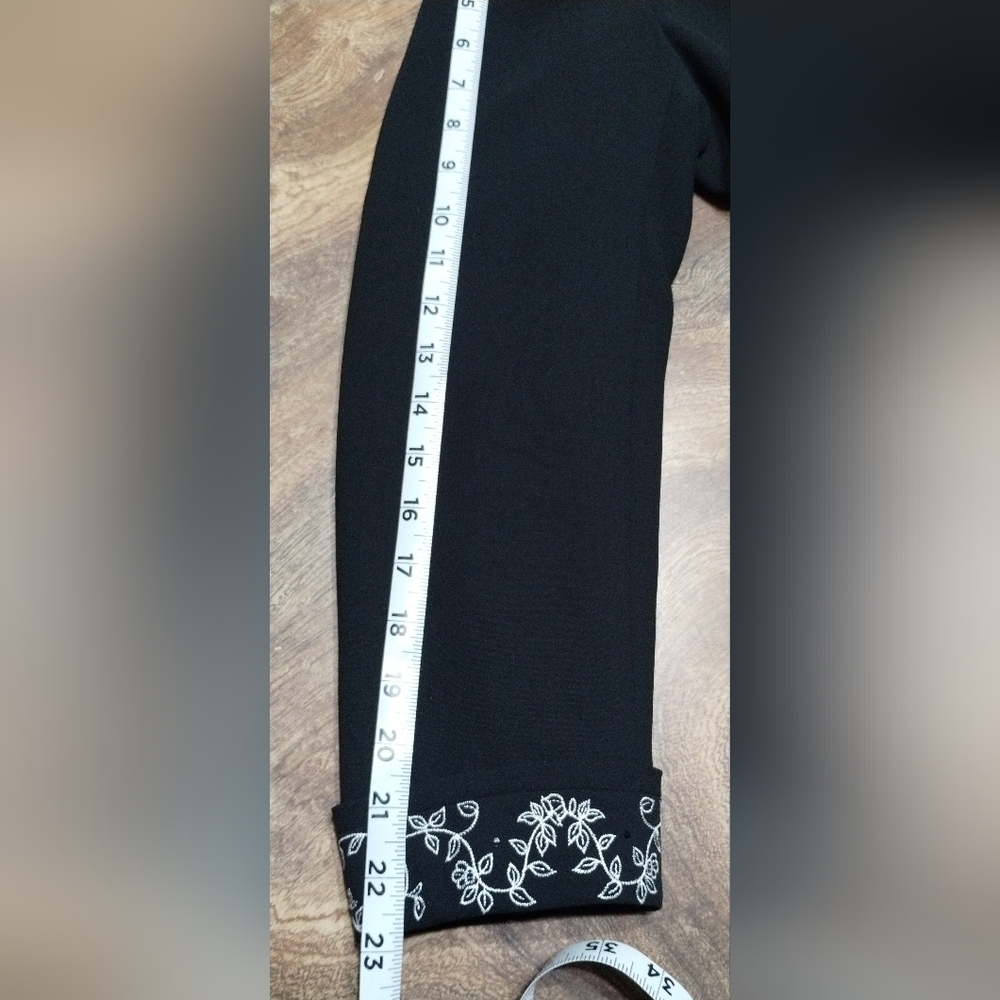 Kasper Floral Embroidered Blazer Evening Jacket Dressy Sequins Black White (10P) - Picture 5 of 11